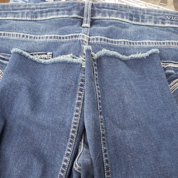 Blue Cropped Ankle Jeans with Raw Hem - Picture 8 of 8